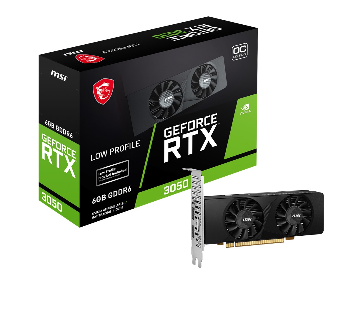 MSI VGA GEFORCE RTX 3050 LP 6G OC RTX3050 6GB GDDR6 96B DX12 PCIE 4.0 X8 (1XDP 2XHDMI)